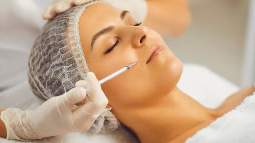Hyaluronic acid application in cheeks to restore facial projection and volume, Bogotá